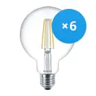 Mehrfachpackung 6x Philips Corepro LED Globe E27 Fadenlampe Klar 95mm 7W 806lm - 827 Extra Warmweiß | Ersatz für 60W