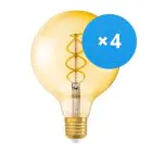 Mehrfachpackung 4x Osram Vintage 1906 LED E27 Globe Fadenlampe Gold 125mm 5W 250lm - 820  | Ersatz für 25W