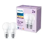 Mehrfachpackung 2x Philips Glühbirne LED E27 Birne Matt 8W 806lm - 827 