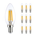 Mehrfachpackung 10x LED E14 Kerze Fadenlampe Klar 4.5W 470lm - 827 | Dimmbar - Ersatz für 40W