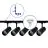 Bright Choice Ensemble complet Rail Monophasé Rail L 1 x 2 Mètre Noir | incl. 5x Spot + GU10 2700K 3W Dimmable + Embout, Connecteur d’Alimentation et L -Connecteur